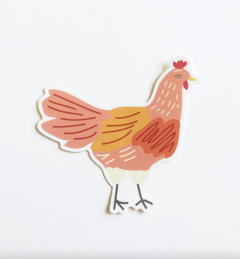 Chicken sticker |  Colorful Hen Shape Die-Cut Vinyl |  water bottle + laptop decal 